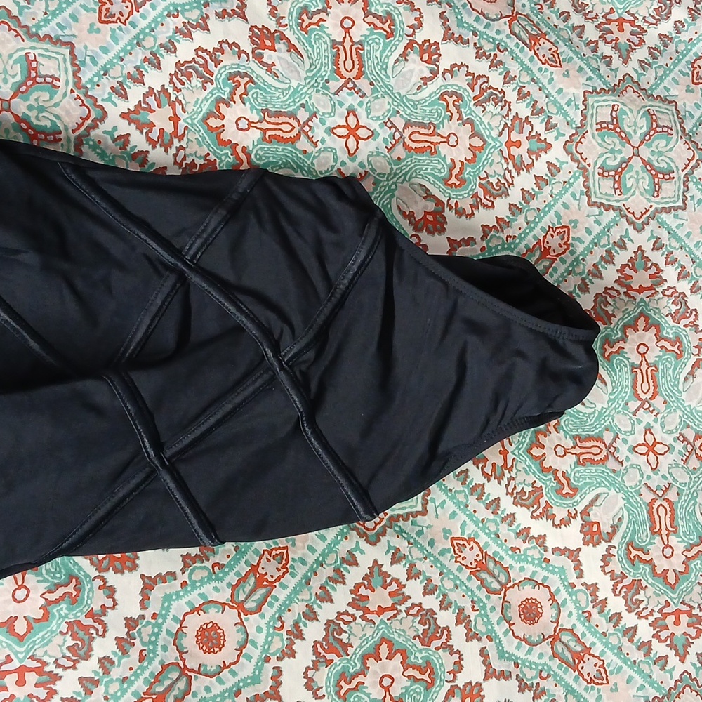 Vintage Longitude Black One Piece Swimsuit, Size 10, Preowned - Picture 4 of 11
